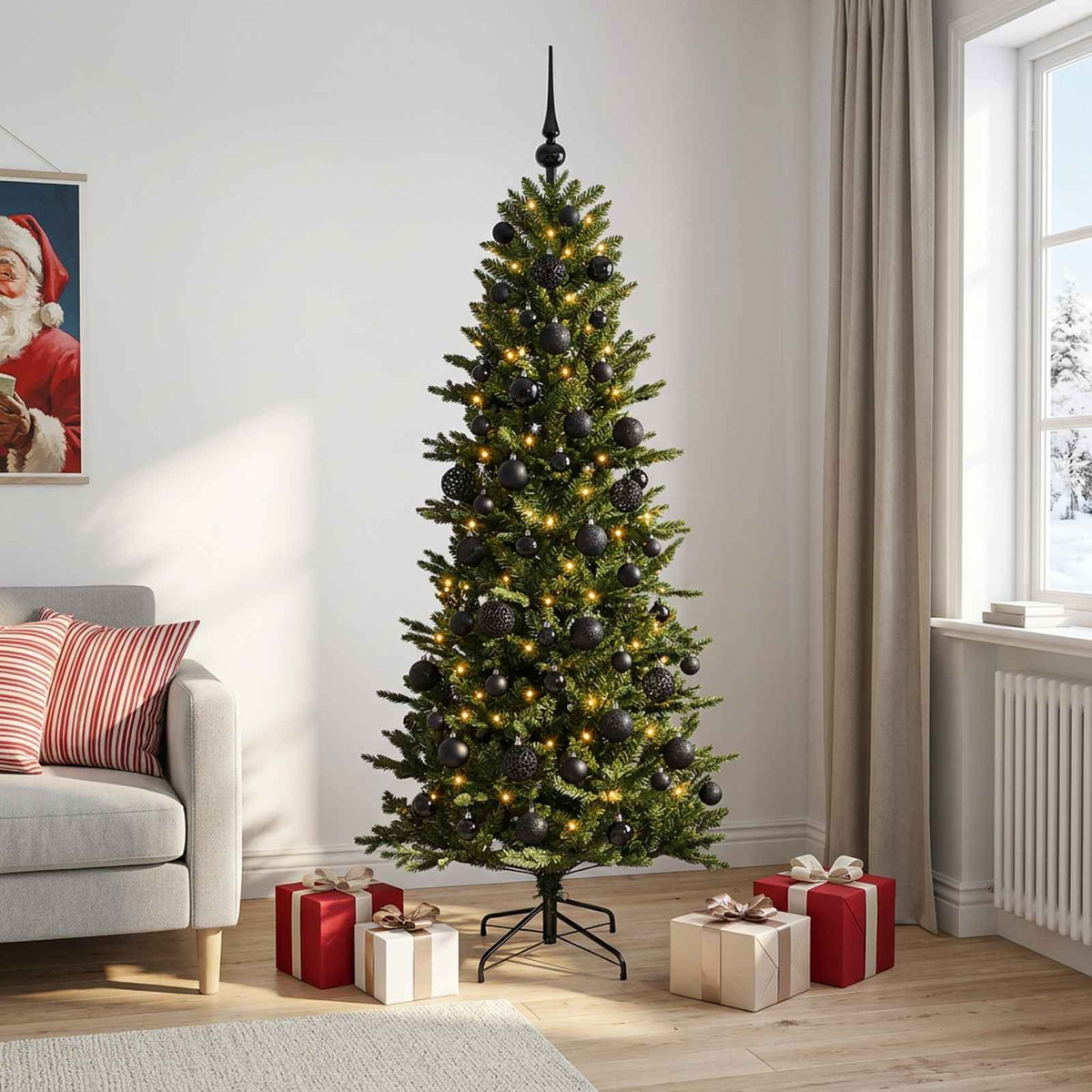 vidaXL Artificial Christmas Tree with Bauble 240 cm 300 LEDs