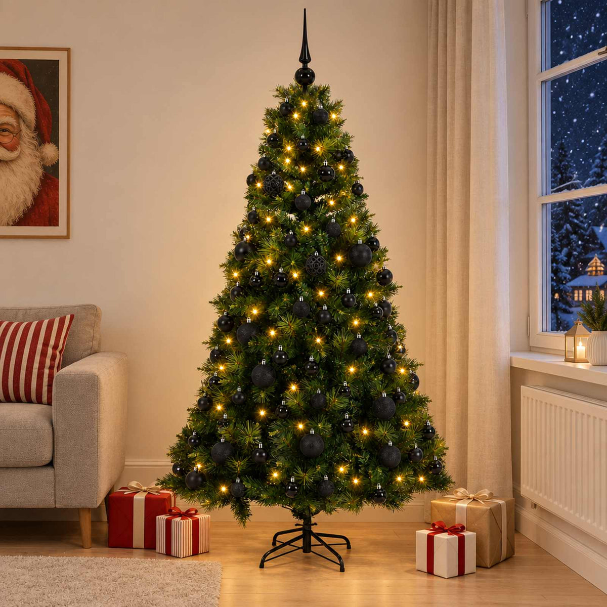 vidaXL Artificial Christmas Tree with Bauble 210 cm 300 LEDs
