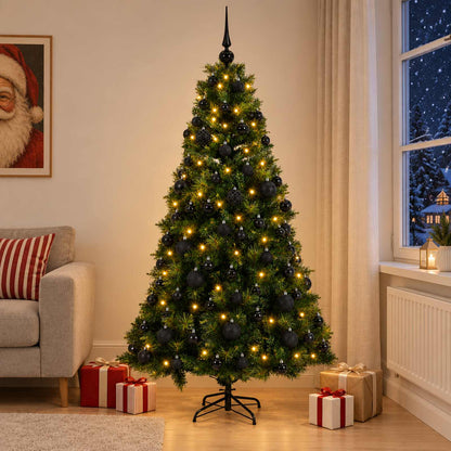 vidaXL Artificial Christmas Tree with Bauble 210 cm 300 LEDs