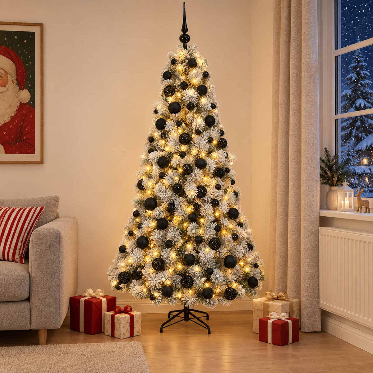 vidaXL Artificial Christmas Tree with Bauble 210 cm 300 LEDs