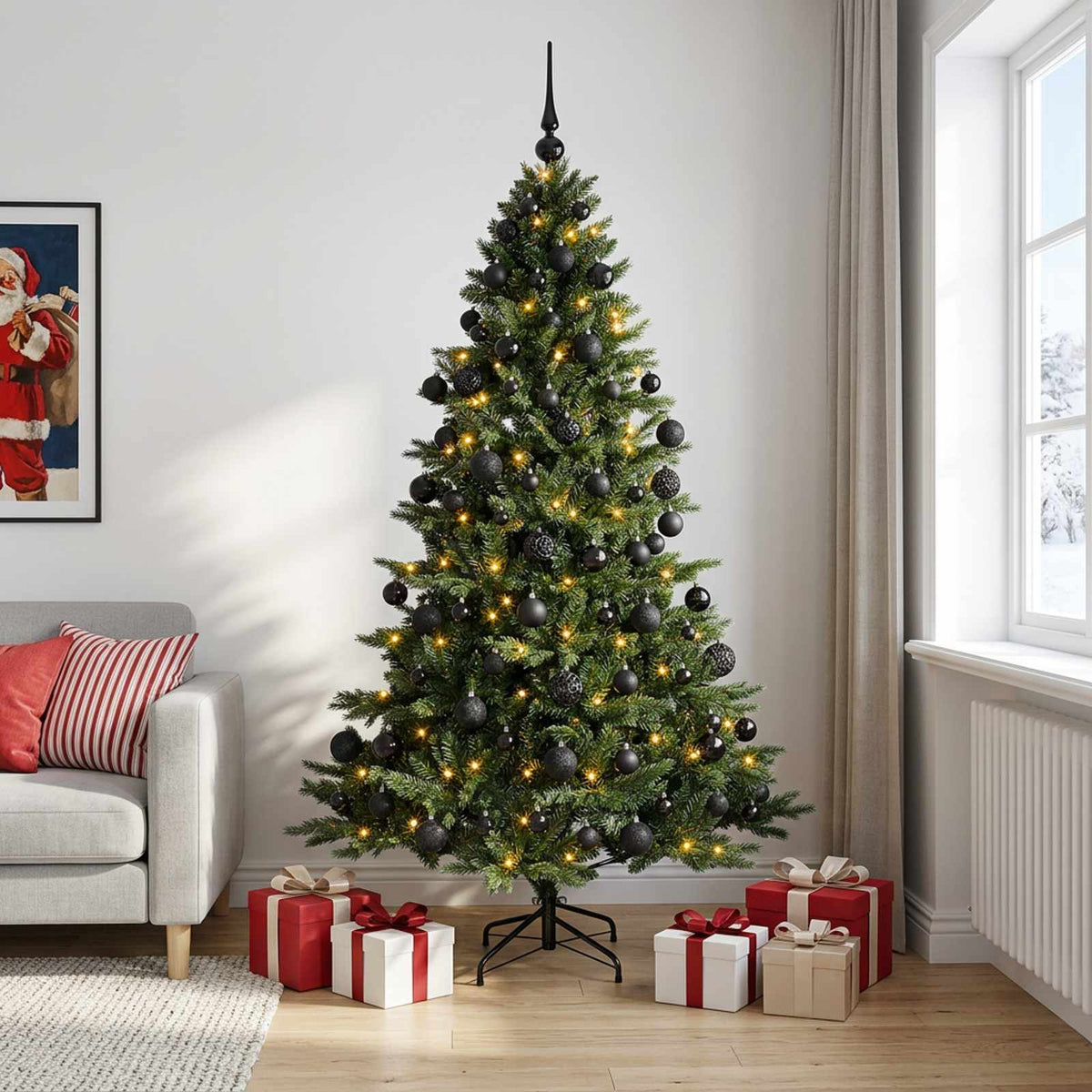 vidaXL Artificial Christmas Tree with Bauble 240 cm 300 LEDs