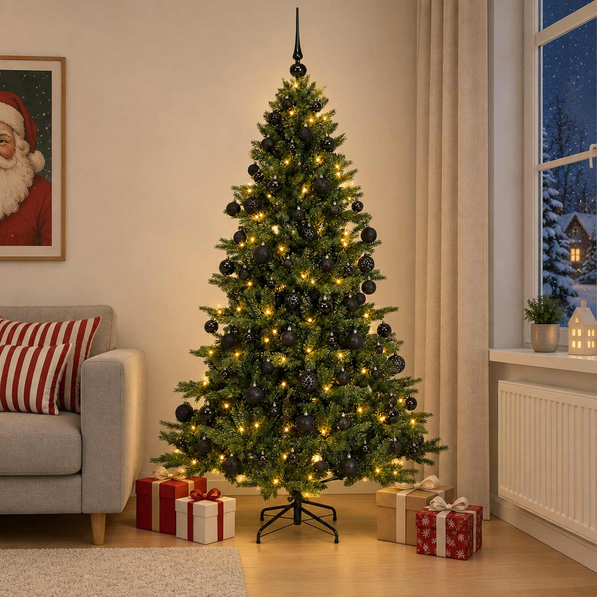 vidaXL Artificial Christmas Tree with Bauble 240 cm 300 LEDs