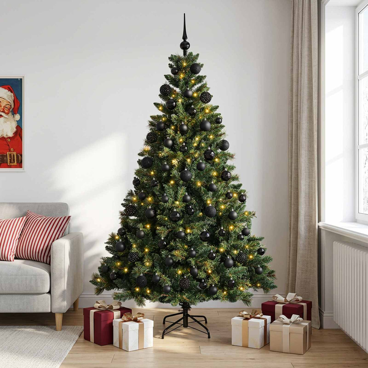 vidaXL Artificial Christmas Tree with Bauble 210 cm 300 LEDs