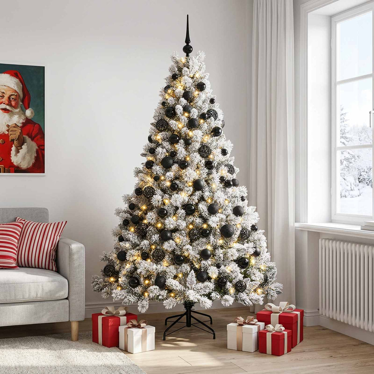 vidaXL Artificial Christmas Tree with Bauble 210 cm 300 LEDs
