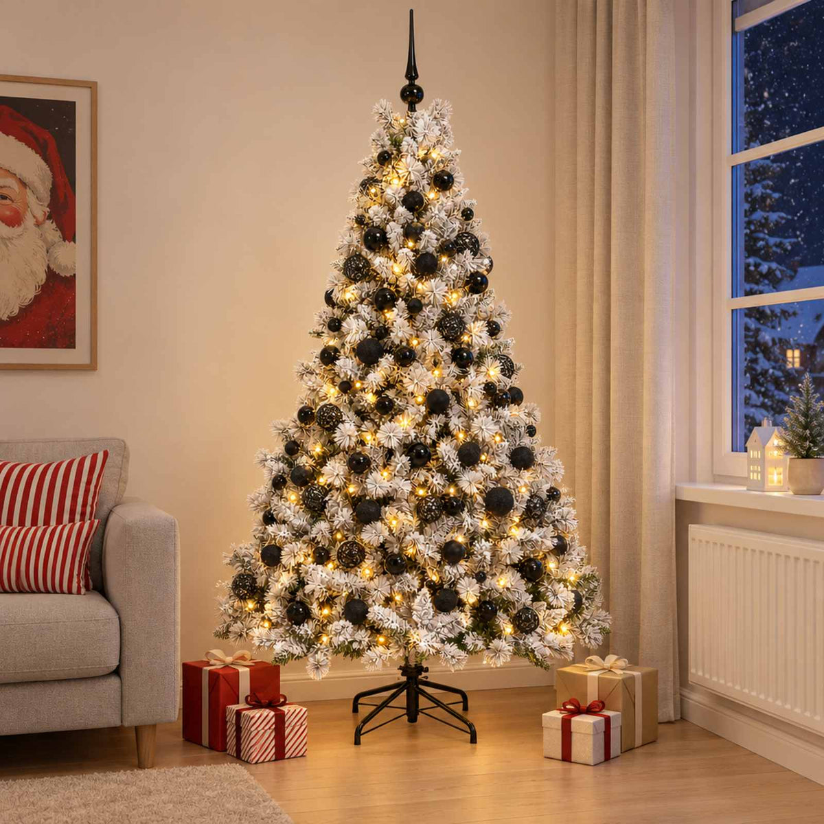 vidaXL Artificial Christmas Tree with Bauble 210 cm 300 LEDs