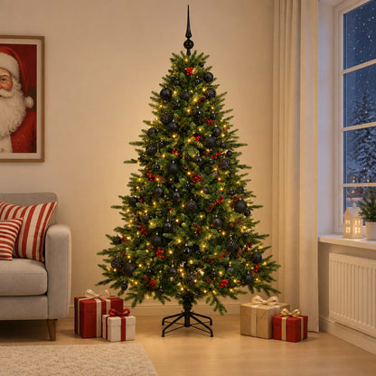 vidaXL Artificial Christmas Tree with Bauble 210 cm 300 LEDs