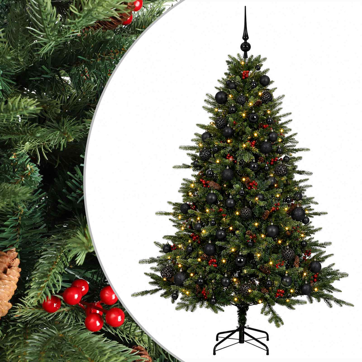 vidaXL Artificial Christmas Tree with Bauble 210 cm 300 LEDs