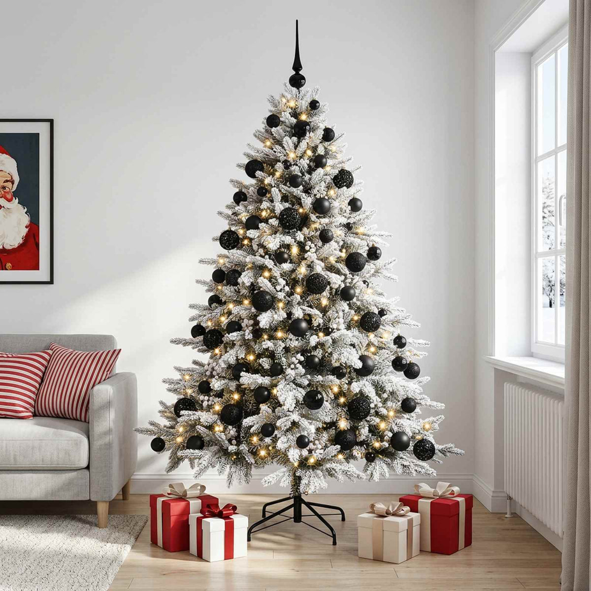 vidaXL Artificial Christmas Tree with Bauble 180 cm 300 LEDs