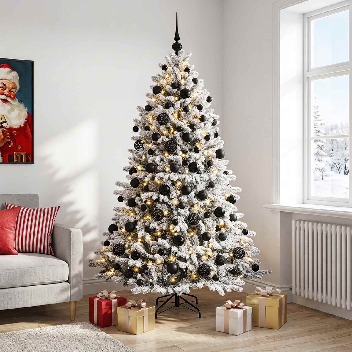 vidaXL Artificial Christmas Tree with Bauble 210 cm 300 LEDs