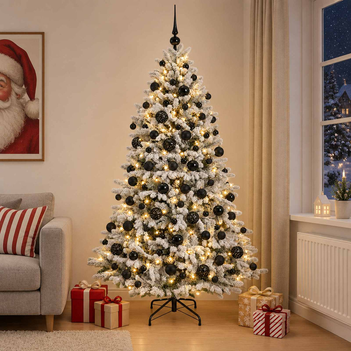 vidaXL Artificial Christmas Tree with Bauble 210 cm 300 LEDs