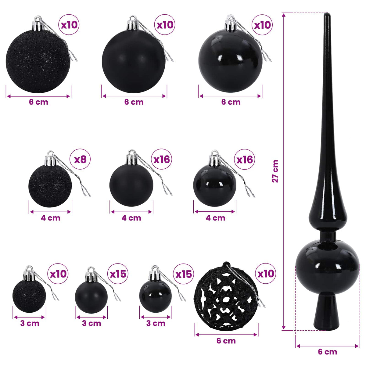 vidaXL Artificial Christmas Tree with Bauble 180 cm 300 LEDs