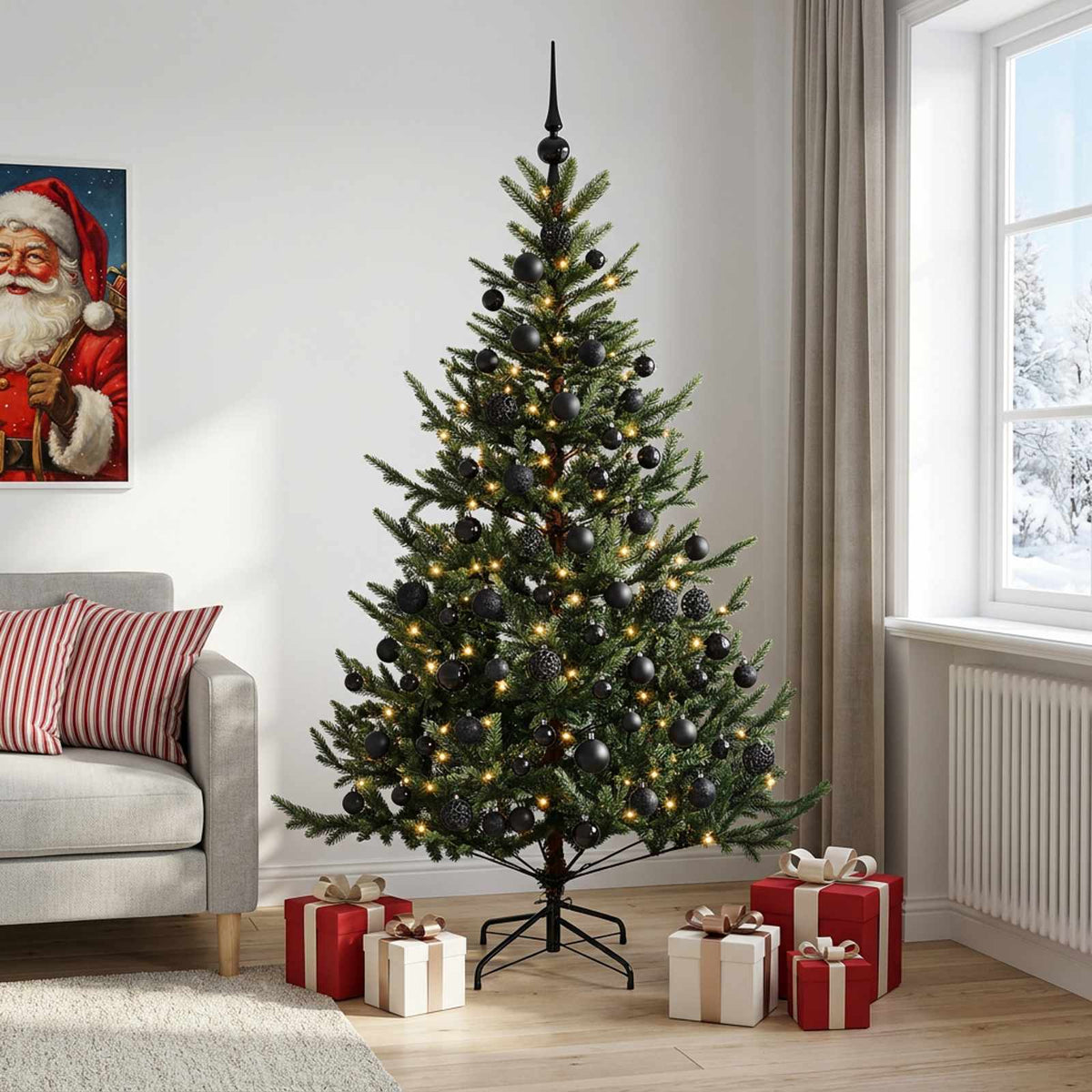vidaXL Artificial Christmas Tree with Bauble 180 cm 300 LEDs
