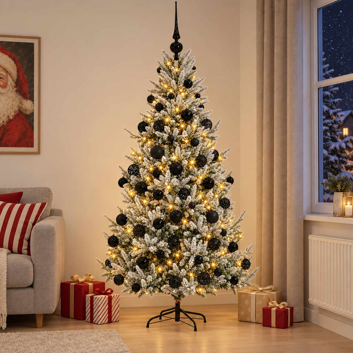 vidaXL Artificial Christmas Tree with Bauble 210 cm 300 LEDs