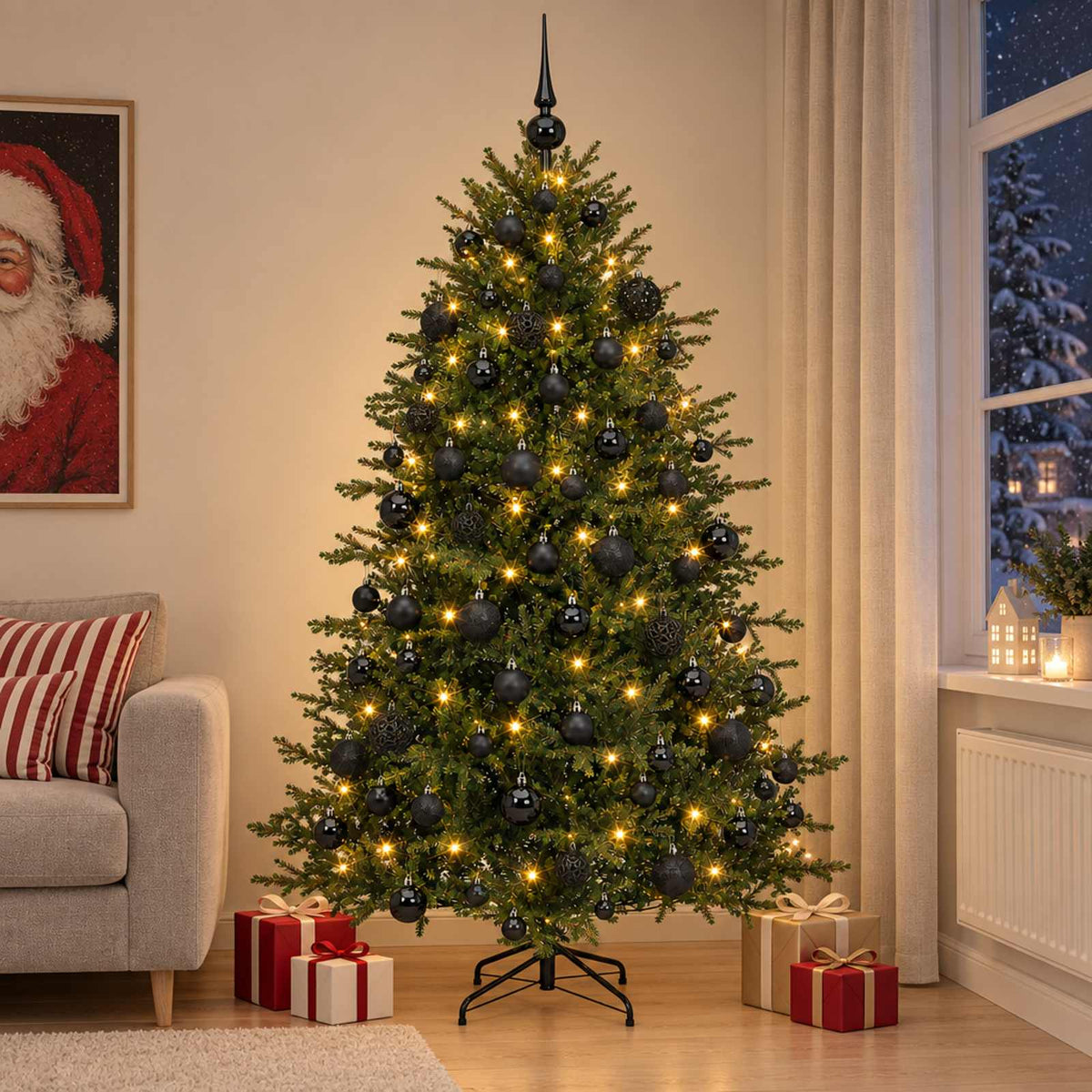 vidaXL Artificial Christmas Tree with Bauble 210 cm 300 LEDs