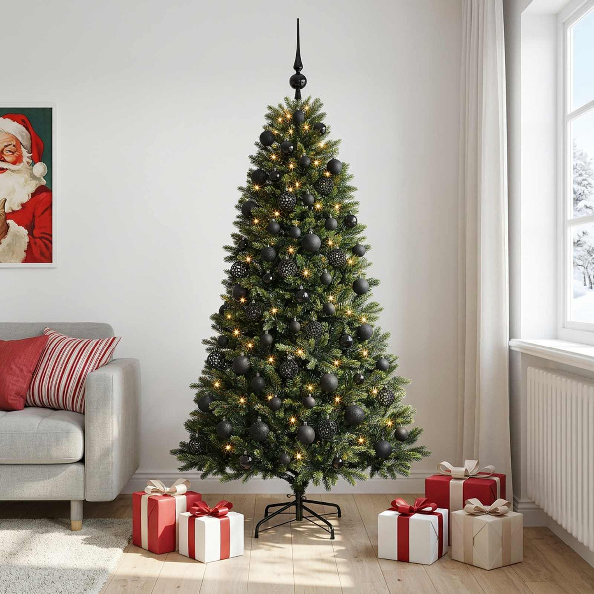 vidaXL Artificial Christmas Tree with Bauble 180 cm 300 LEDs