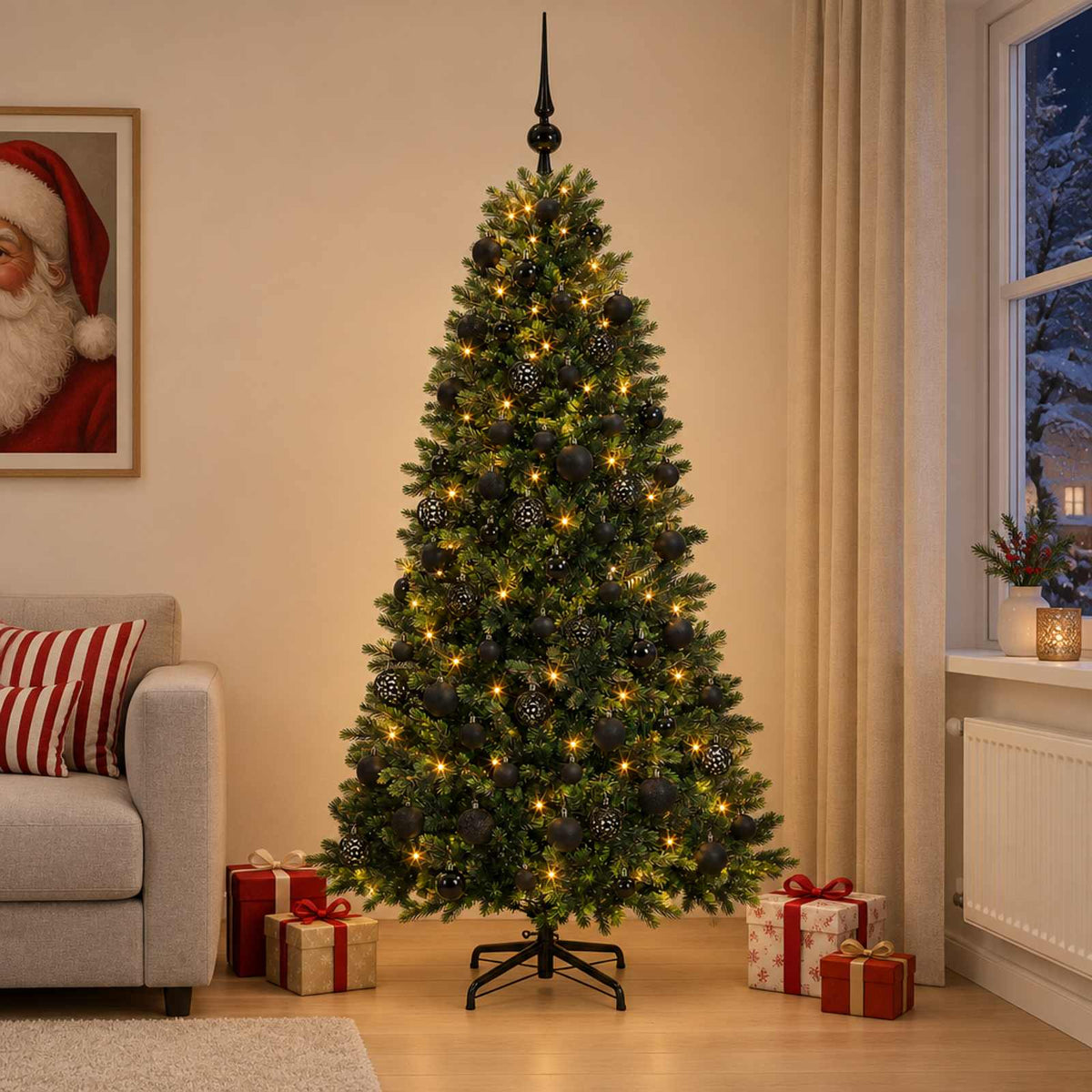 vidaXL Artificial Christmas Tree with Bauble 210 cm 300 LEDs