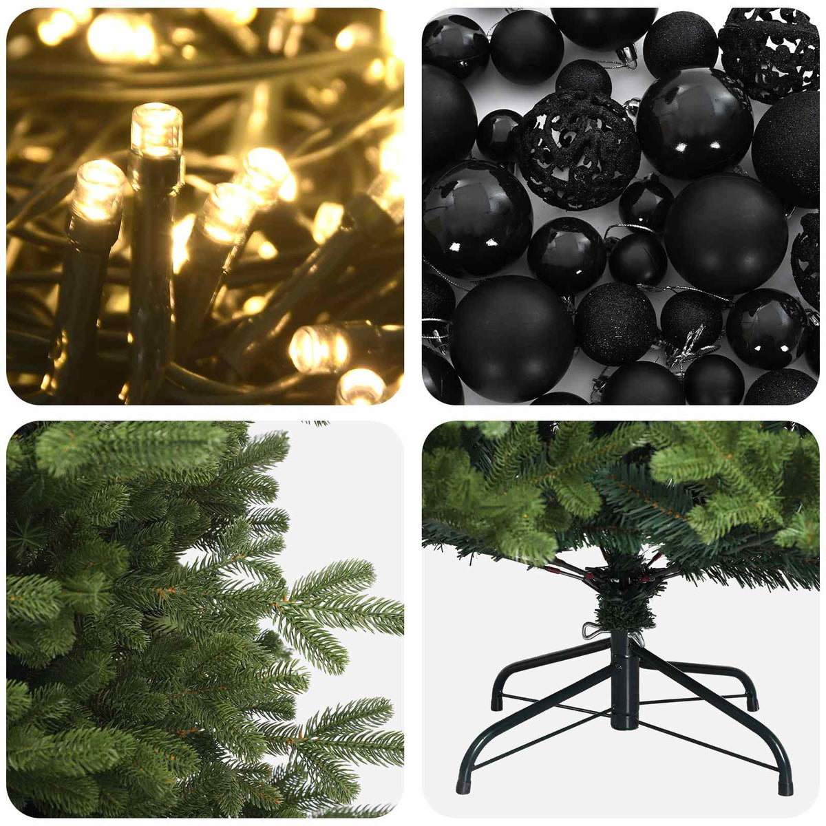 vidaXL Artificial Christmas Tree with Bauble 180 cm 300 LEDs