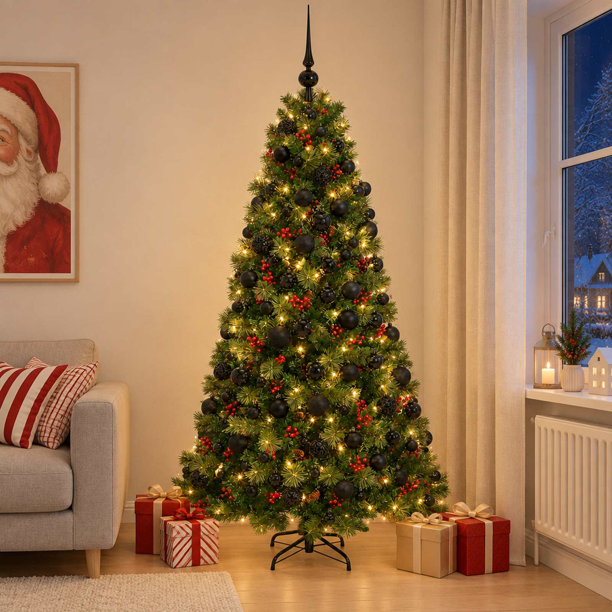 vidaXL Artificial Christmas Tree with Bauble 180 cm 300 LEDs