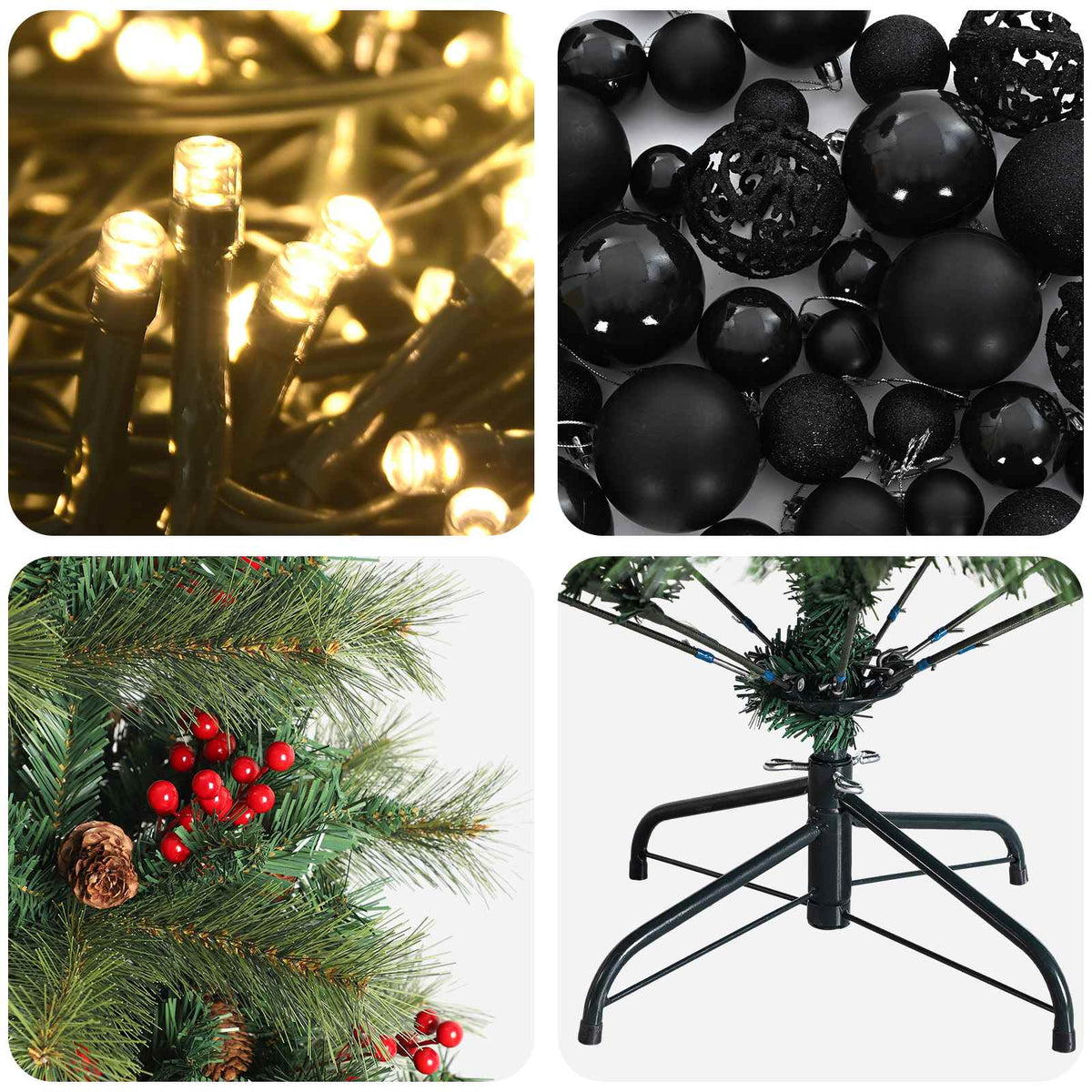 vidaXL Artificial Christmas Tree with Bauble 180 cm 300 LEDs