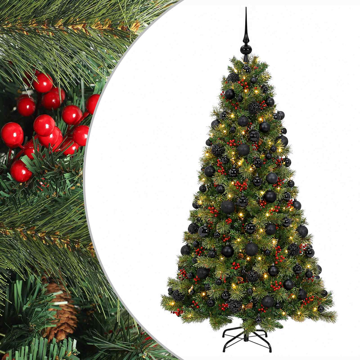 vidaXL Artificial Christmas Tree with Bauble 180 cm 300 LEDs