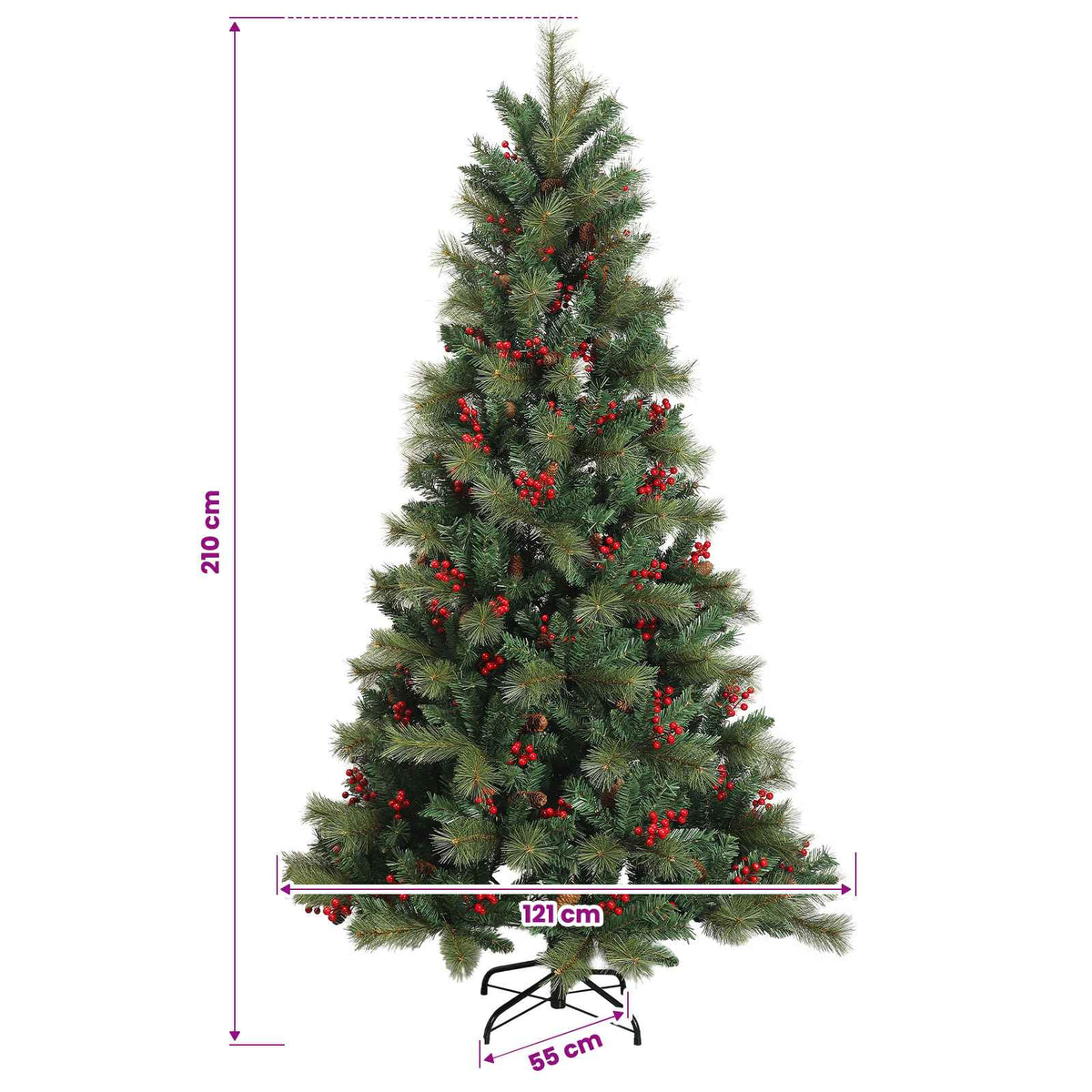 vidaXL Artificial Christmas Tree with Bauble 210 cm 300 LEDs