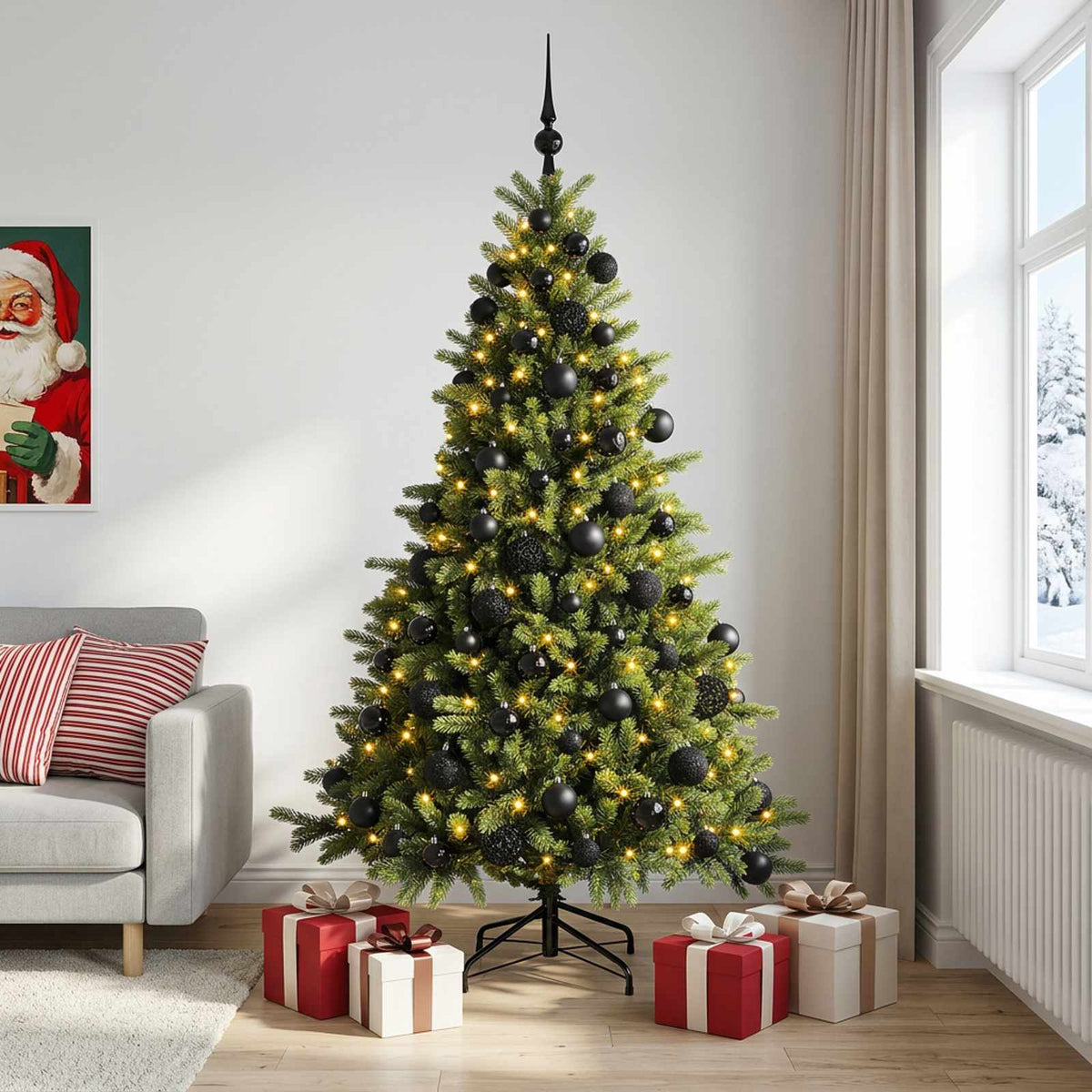 vidaXL Artificial Christmas Tree with Bauble 240 cm 300 LEDs