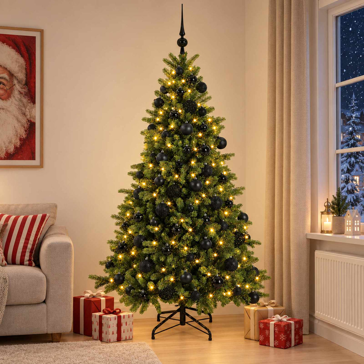 vidaXL Artificial Christmas Tree with Bauble 240 cm 300 LEDs