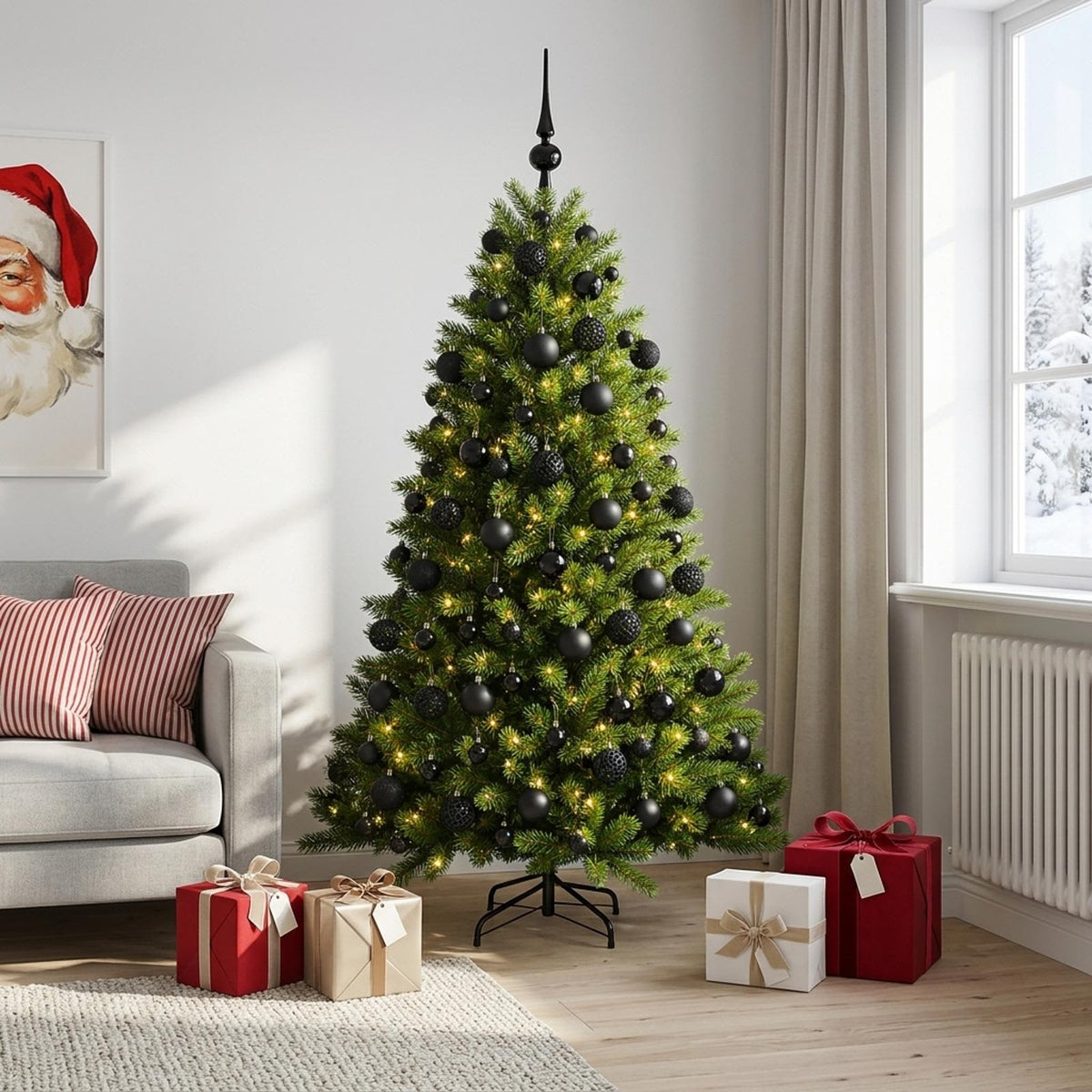 vidaXL Artificial Christmas Tree with Bauble 180 cm 300 LEDs