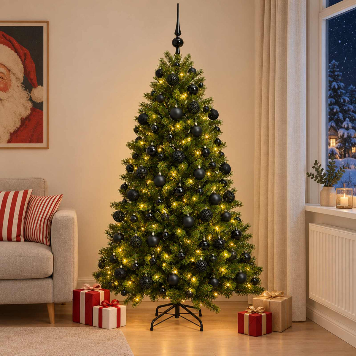 vidaXL Artificial Christmas Tree with Bauble 180 cm 300 LEDs