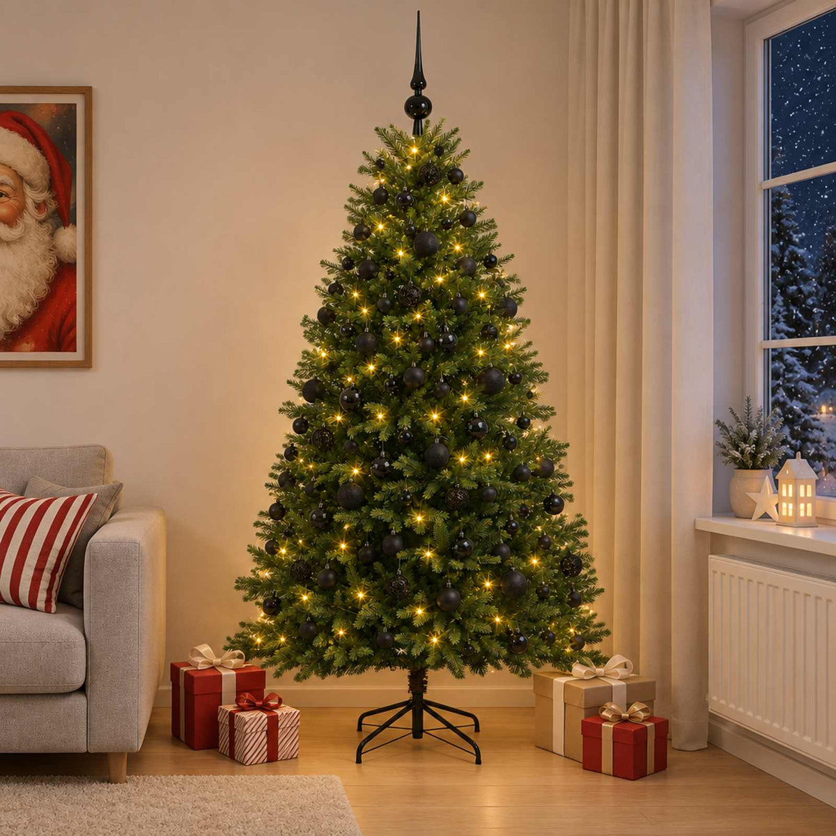vidaXL Artificial Christmas Tree with Bauble 240 cm 300 LEDs