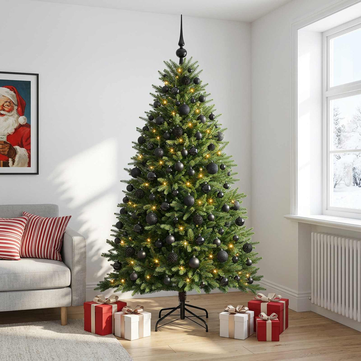 vidaXL Artificial Christmas Tree with Bauble 180 cm 300 LEDs