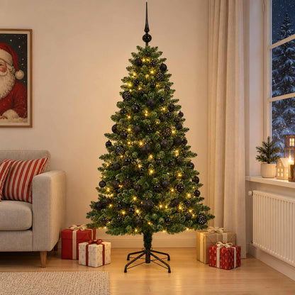vidaXL Artificial Christmas Tree with Bauble 210 cm 300 LEDs