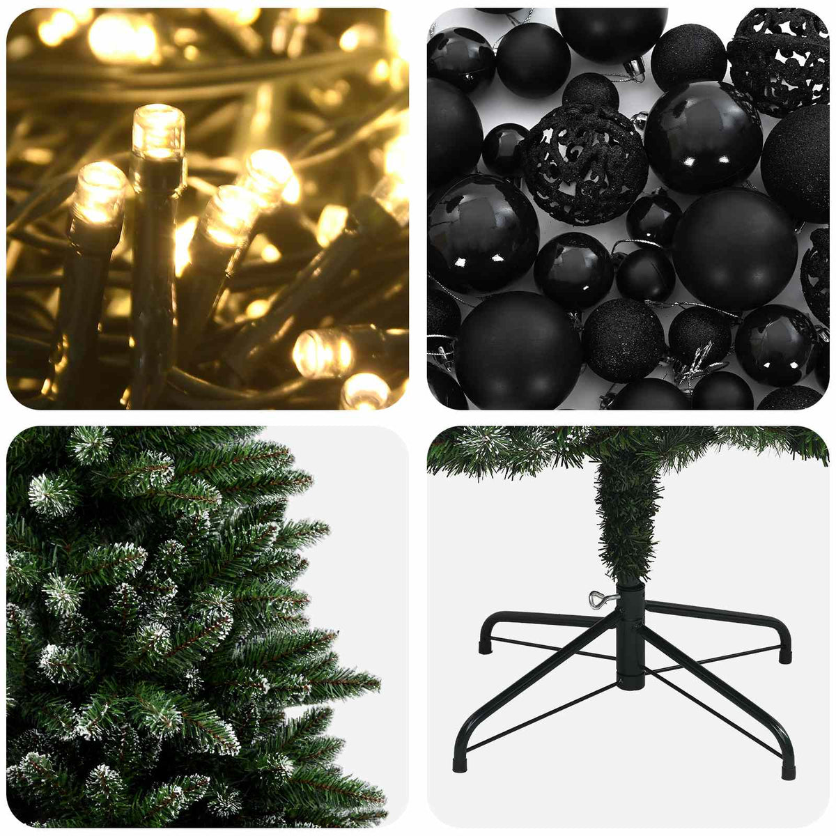 vidaXL Artificial Christmas Tree with Bauble 210 cm 300 LEDs