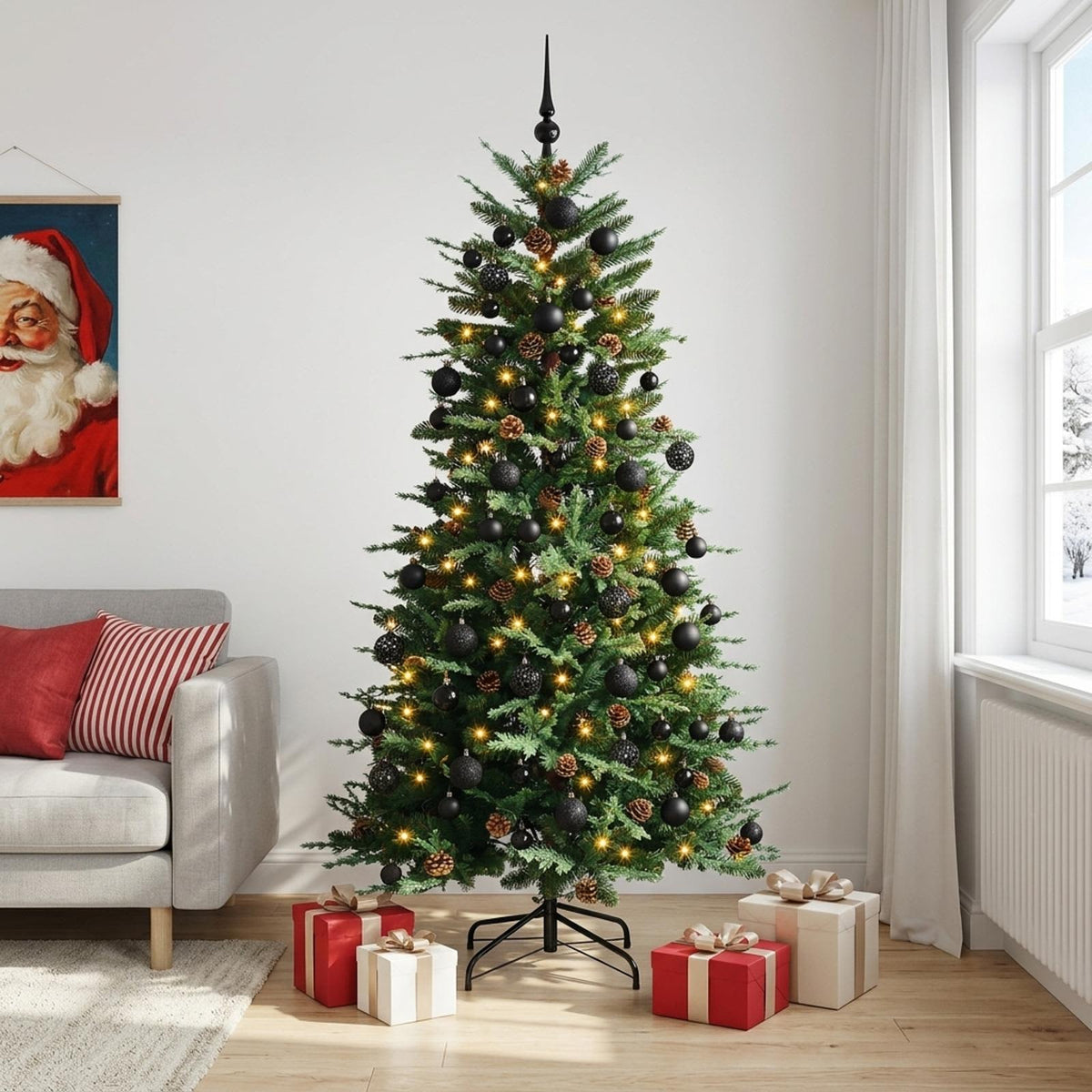 vidaXL Artificial Christmas Tree with Bauble 240 cm 300 LEDs