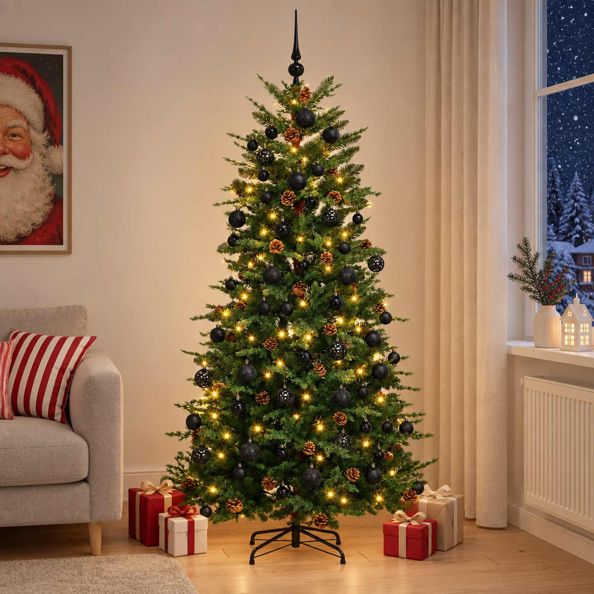 vidaXL Artificial Christmas Tree with Bauble 240 cm 300 LEDs