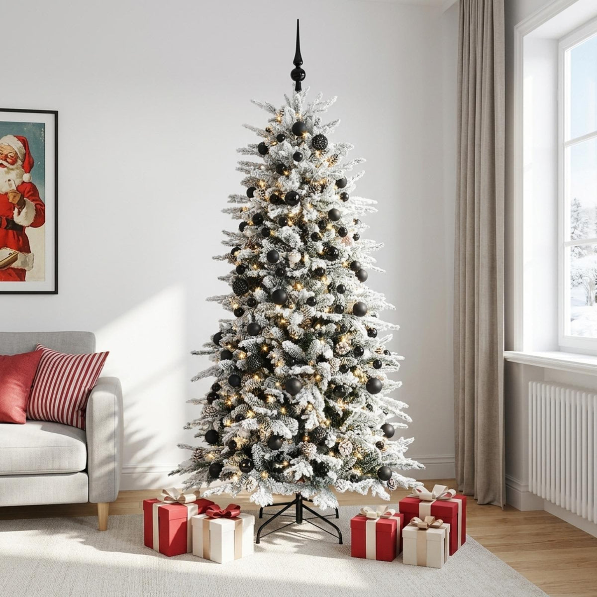 vidaXL Artificial Christmas Tree with Bauble 210 cm 300 LEDs