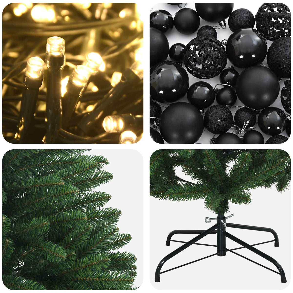vidaXL Artificial Christmas Tree Mid-green with Bauble 180 cm 300 LEDs