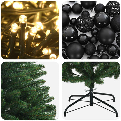 vidaXL Artificial Christmas Tree Mid-green with Bauble 180 cm 300 LEDs
