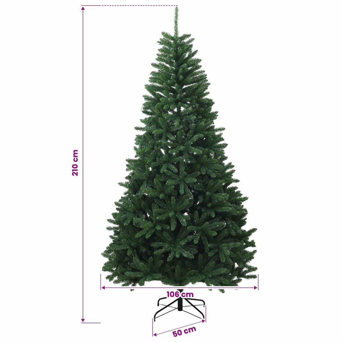 vidaXL Artificial Christmas Tree Mid-green with Bauble 210 cm 300 LEDs