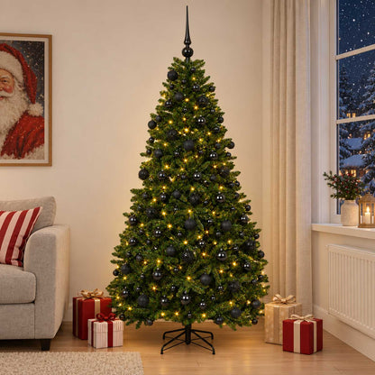 vidaXL Artificial Christmas Tree Mid-green with Bauble 210 cm 300 LEDs
