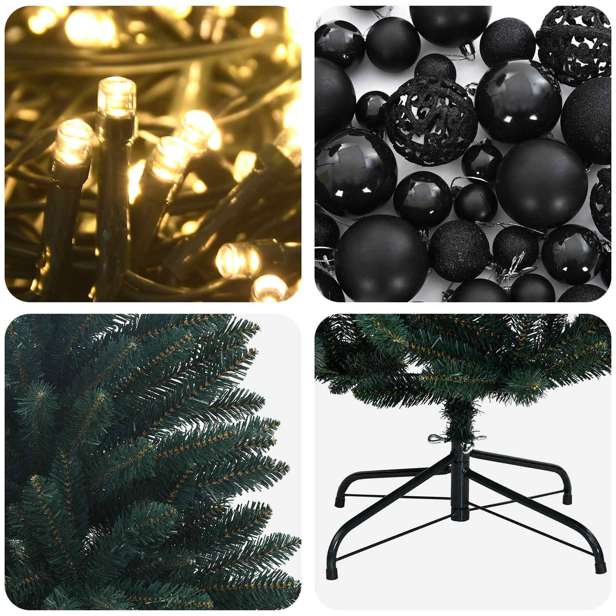 vidaXL Artificial Christmas Tree Dark Green with Bauble 210 cm