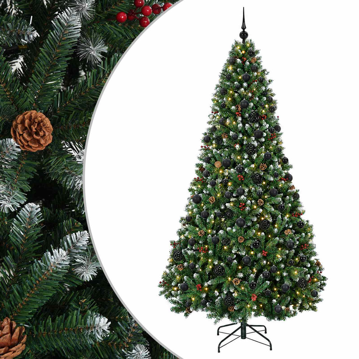 vidaXL Artificial Christmas Tree Green with Bauble 180 cm 300 LEDs