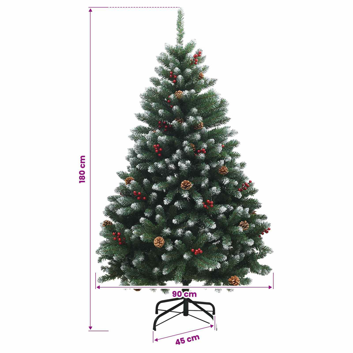 vidaXL Artificial Christmas Tree Green with Bauble 180 cm 300 LEDs