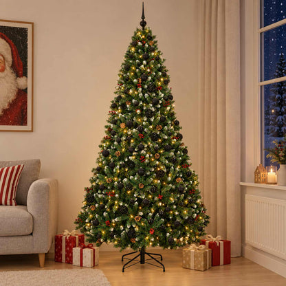 vidaXL Artificial Christmas Tree Green with Bauble 210 cm 300 LEDs