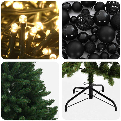 vidaXL Artificial Christmas Tree Mid-green with Ornament 210 cm