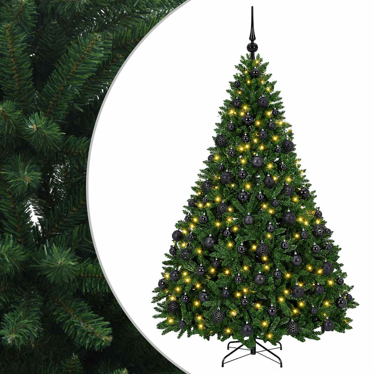 vidaXL Artificial Christmas Tree Mid-green with Ornament 210 cm
