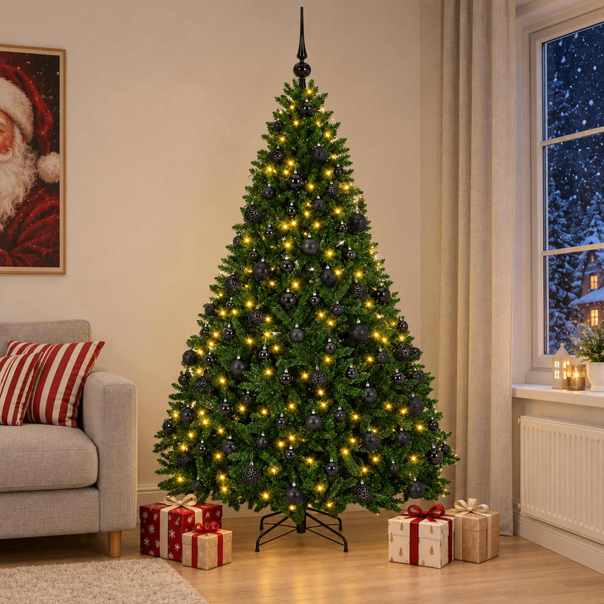 vidaXL Artificial Christmas Tree Mid-green with Ornament 210 cm