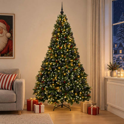 vidaXL Artificial Green Christmas Tree with Baubles 240 cm 300 LEDs