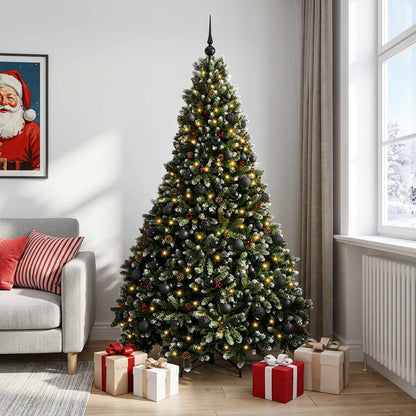 vidaXL Artificial Christmas Tree Green with Bauble 210 cm 300 LEDs