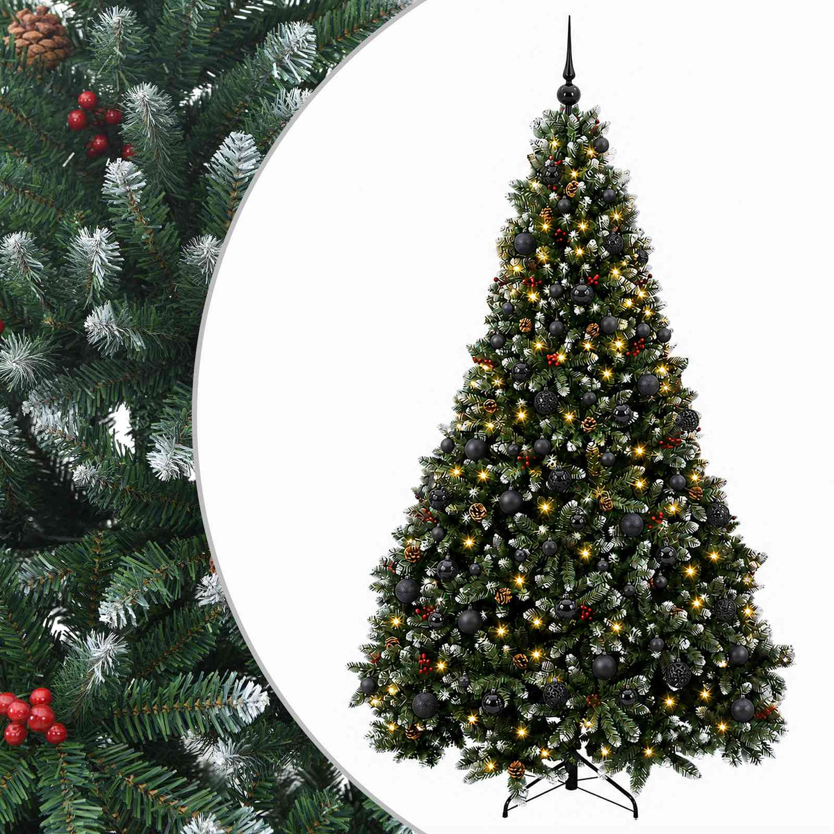 vidaXL Artificial Green Christmas Tree with Baubles 240 cm 300 LEDs